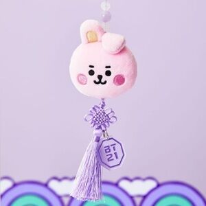 NWOT Official BT21 10th Anniversary Festa Baby Cooky Pearl Tassel Plush Keychain
